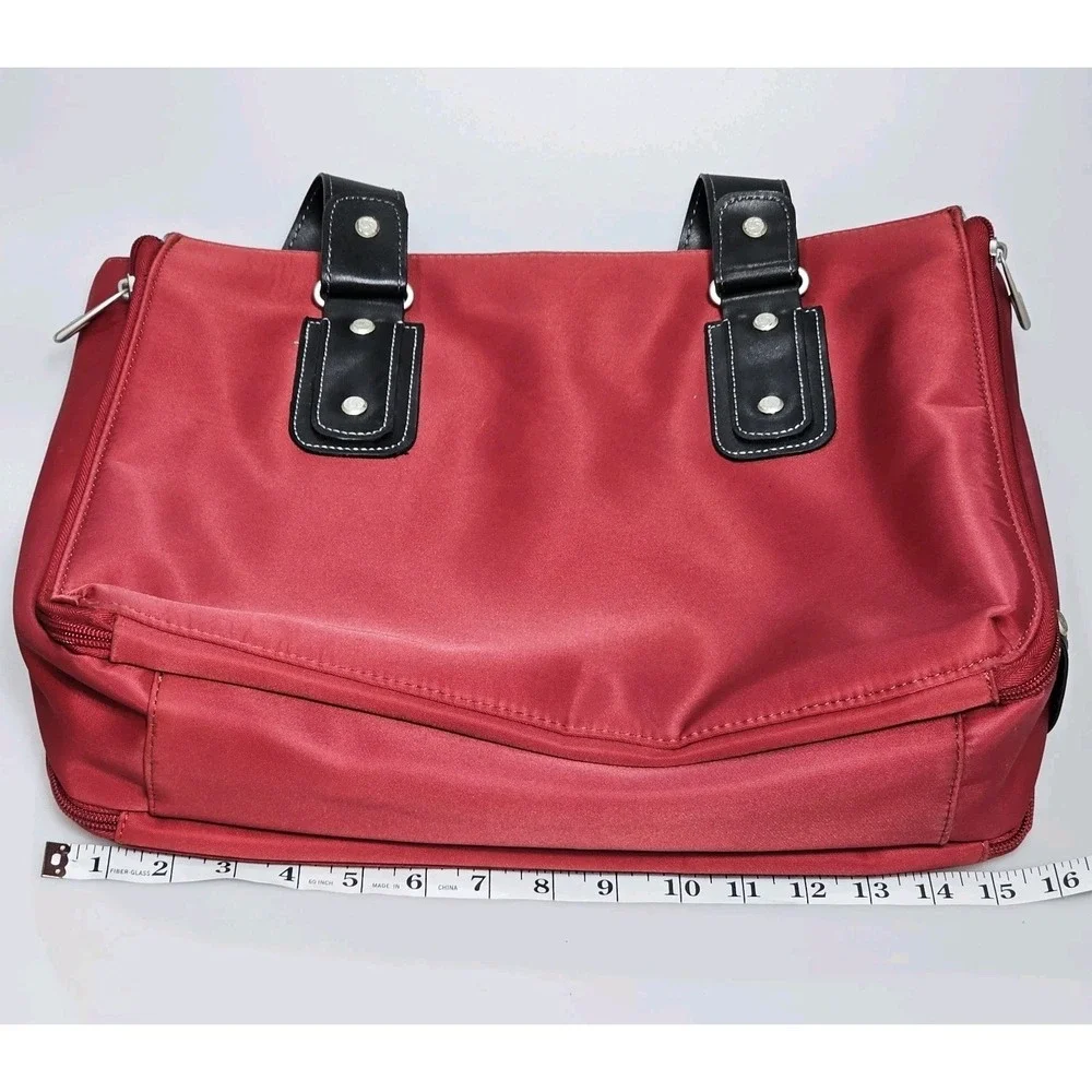 Samsonite Red Laptop Briefcase Messenger Bag Double Handles Expandable Pockets